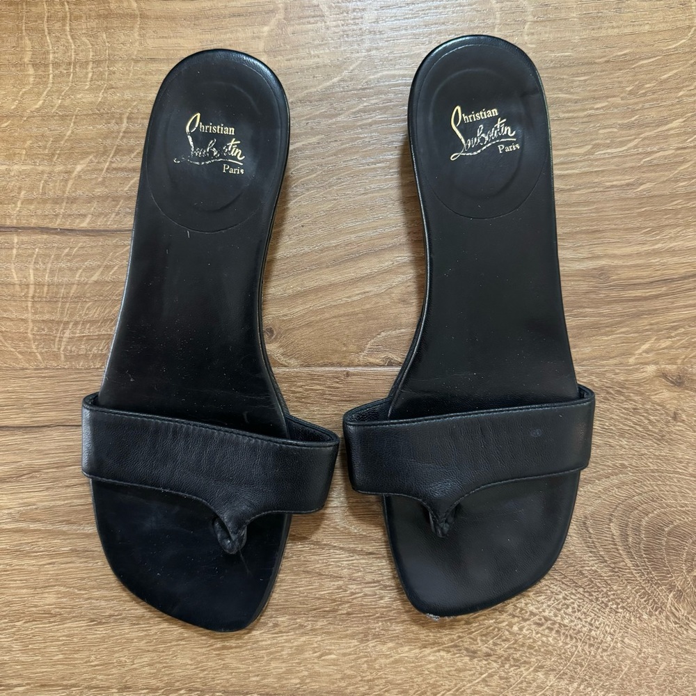 Christian Louboutin Square Toe Leather Slides